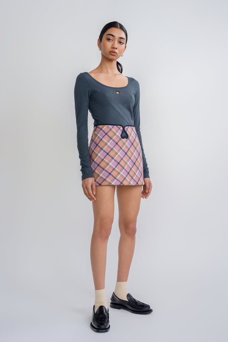 Cher Miniskirt Pink Check – LOCLAIRE - Main Image